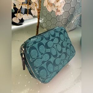 Coach Teal Signature 💊 Pill Case Organizer